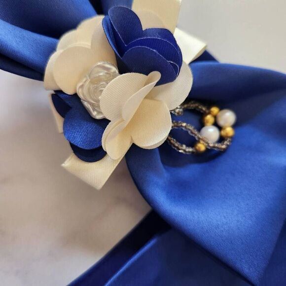 Girls 10-year blue cream Rose silky formal puffy sleeveless dress fancy princess - Picture 3 of 6